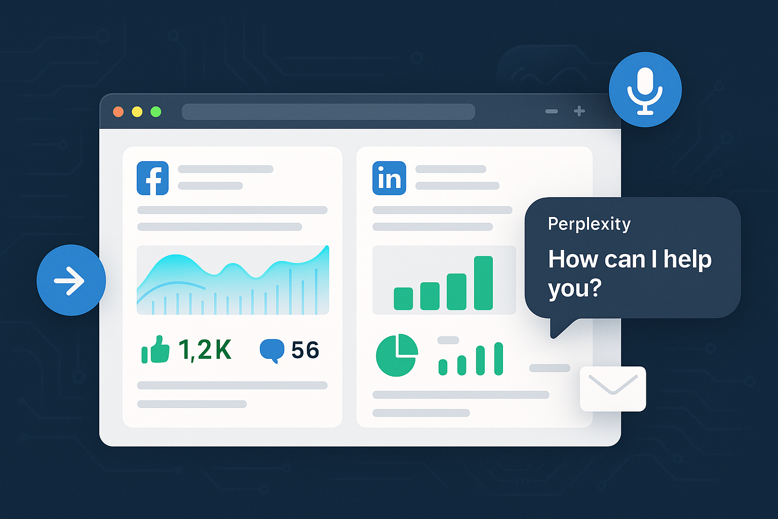 Social media analytics dashboard with graphs and engagement metrics.
